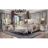 JVmoebel Schlafzimmer-Set, Chesterfield Schlafzimmer Set 3tlg. Garnitur Bett + 2x Nachttische weiß