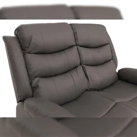 Mendler 2er Kinosessel HWC-O62, Relaxsessel Fernsehsessel mit Armlehne, Liegefunktion Kunstleder ~ grau