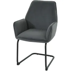 Freischwinger MCW-G67, Esszimmerstuhl Küchenstuhl Stuhl, Stoff/Textil Öko-Tex MVG ~ dunkelgrau