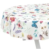 ANRO Tischdecke Schmetterlinge abwaschbar Wachstuch pflegeleicht wasserabweisend (Einzelstück 1-tlg), Schmutzabweisend Romantik Bunt Oval 280x140cm Gartentischdecke bunt Oval | 140 cm x 280 cm