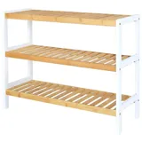 tavora Badezimmerregal mit 3 Ablagefächern, 70 x 26 x 55 cm, Natur/Weiß