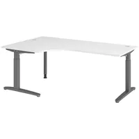 Bümö Schreibtisch Weiß, Graphit, Nachbildung, Rechteckig, 200x74x120 cm FSC