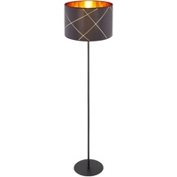 GLOBO Stehleuchte schwarz gold Standlampe E27 Stehlampe Stoff Wohnzimmer,