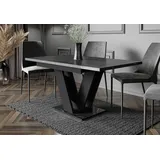 Home Collective Esstisch ausziehbar Tisch Küchentisch Esszimmertisch Ausziehtisch (Esszimmer Küche Wohnzimmer Esstisch erweiterbar), modernes Design mit V-Gestell, 120-160x80 cm Schwarz Marmor-Optik schwarz