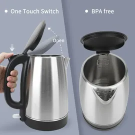 Aigostar 1,7 L, Wasserkocher Edelstahl , 2200W Elektrischer Wasserkocher mit Kalkfilter, Schwarz