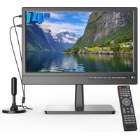 ZOSHING TV 14-Zoll-Fernseher,1080p Kleine Fernseher-Bildschirme,Integrierter Digital Tuner T2, HDMI/USB-Eingang,AC Power/12 V Automotive Kabel