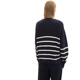 Tom Tailor V Neck Strickjacke Placed Navy White Stripe M