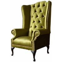 JVmoebel Ohrensessel, Ohrensessel Klassisch Design Wohnzimmer Sessel Chesterfield Textil grün