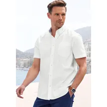 H.I.S. Kurzarmhemd "regular-fit", Herren, Gr. XL (43/44), N-Gr, weiß (sanftes weiß), Web, Obermaterial: 100% Baumwolle, unifarben, regular fit, Rundhals, abgesteppte Kante, Hemden, mit Button-down-Kragen, reine Baumwolle, Topseller