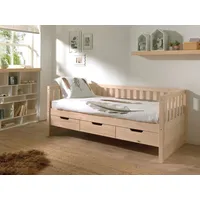 Vipack Kojen Bett Fritz mit Sprossenumrandung, 3 Schubladen u. Rolllattenrost, Liegefläche 90 x 200,versch. Ausführungen, Milky White