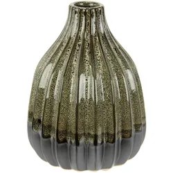 Dekovase I.GE.A. "Vase aus Keramik, geriffelt, bauchig, matt glänzend", grau, B:14cm H:19cm, Keramik, Vasen, Flaschenform, Blumenvase, Tischdeko, Keramikvase