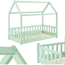 Juskys Kinderbett Marli 80 x 160 cm Kiefer massiv lackiert mint