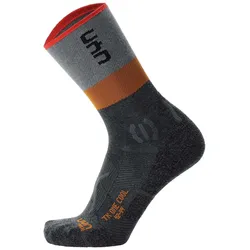 UYN Herren Trekking Socken -Trekking One Cool Socks, Wandersocken, Logo Grau/Orange 45-47
