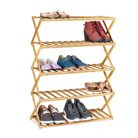 Relaxdays Schuhregal 89 x 65 x 26 cm 5 Ebenen / natur