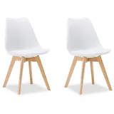 Homestyle4u Esszimmerstuhl Holz Kunststoff gepolstert weiß 2er Set