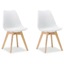 Homestyle4u Esszimmerstuhl Holz Kunststoff gepolstert weiß 2er Set