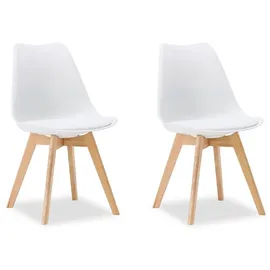 Homestyle4u Esszimmerstuhl Holz Kunststoff gepolstert weiß 2er Set