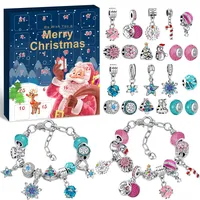 KAZATE Adventskalender 2025 Kinder Mädchen, Weihnachtskalender Schmuck, 24 Füllung Basteln Charms Armbänder Kit, Weihnachten Geschenk Teenager 6 7 8 9 10 11 12 Jahre, Blau Rosa (Rosa+Blau)