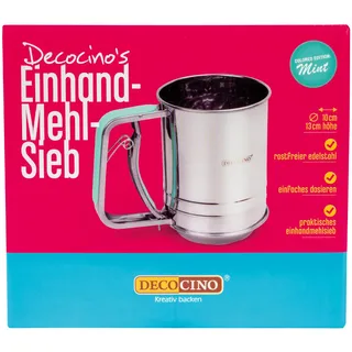 DECOCINO Einhand Mehlsieb -Feines Mehlsieb für Puderzucker, Mehl, Kakao, Zimt aus rostfreien Edelstahl