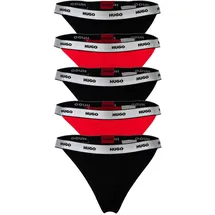 Hugo Damen String, 5er Pack - Fivepack String Gift, Cotton Stretch, Logo, uni Schwarz/Rot L