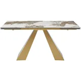 Vente-unique Esstisch Lozipa Taupe  Weiß  Goldfarben 200 cm  160 cm  240 cm