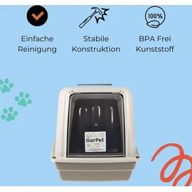 GarPet 2er Set Katzenklo mit Deckel XXL Katzentoilette große Katzen Klo WC Haubentoilette grau inkl. Aktivkohlefilter Doppelpack Sparpaket