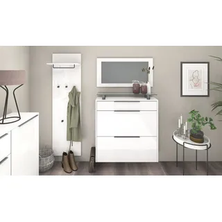 borchardt Möbel Garderoben-Set Tom Kastenmöbel-Sets weiß (weiß matt, hochglanz) Garderoben-Sets Schuhschrank hängend - 2 Jahre Gewährleistung - mind. 14 Tage Rückgaberecht