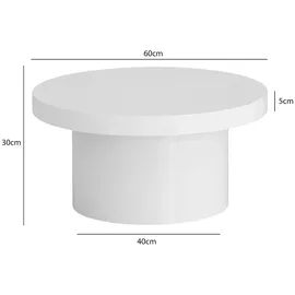 KADIMA DESIGN Couchtisch 60x60x30 cm Weiß Sofatisch in Hochglanz Modern, Design Wohnzimmertisch Rund, Loungetisch in Pilz-Form, Kaffeetisch Beistelltisch