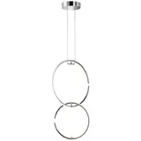WOFI Pendellampe Led Hängeleuchte Esstischlampe Deckenlampe Wohnzimmer, Ring Design chrom, 17w 1650lm 4000k, Lxbxh 45x21x230 cm Wofi 6989.02.01.0500