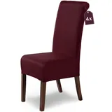 SCHEFFLER-Home Stuhlhussen Stretch Marie/Stuhlhussen Bordeaux 4er / elastische Stuhlabdeckungen mit Fleckenschutz/Stuhlhussen Schwingstühle/Bezüge für Stuhl/Dehnbare Stuhlhussen elastisch
