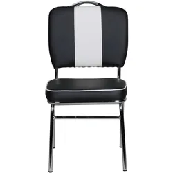 KADIMA DESIGN Esszimmerstuhl American Diner 50er Jahre Retro, Sitzfläche gepolstert mit Rücken-Lehne, Essstuhl Farbe Schwarz