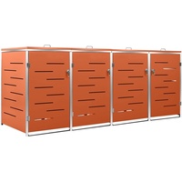 Hommdiy Mülltonnenbox für 4 Tonnen 276,5x77,5x115,5 cm Edelstahl,Mülltonnenverkleidung Gartenbox Müllcontainer (Orange)
