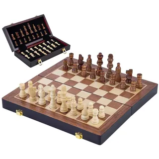 Engelhart Longfield Schachspiel aus Holz, klappbar 38,5 x 38,5 x 5,8 cm