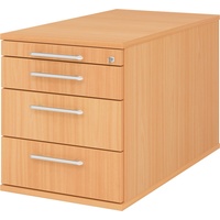 bümö Rollcontainer mit Schubladen, Container abschließbar aus Holz in Buche - Rollwagen für's Büro als Schreibtisch Unterschrank, Bürocontainer od.