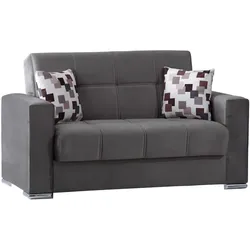 Dmora Schlafsofa Manuel, Lineares 2-Sitzer-Container-Schlafsofa, Wohnzimmersofa aus gepolstertem Stoff mit Klick-Klack-Öffnung, 160x85h91 cm, Grau