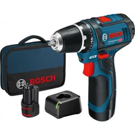 Bosch GSR 12V-15 Professional inkl. 2 x 2 Ah + Tasche + 25-tlg. Bit-Set 060186810H