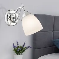 GLOBO Wandleuchte Chrom Wandlampe Glasschirm Treppenhausleuchte Spotlampe, 1x E27