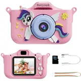 Beeyouk Kinder Kamera, Geschenke mädchen 6 Jahre-Digitalkamera Kinder,Einhorn-Softshel-Anti-Drop Fotoapparat Kinder,Spielzeug-Kamera ab 3 Geschenk für Kinder im Alter von 4 5 6 7 8 Jahren