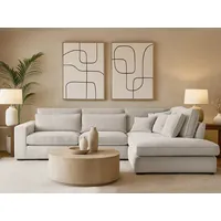 Beautysofa Ecksofa mit dekorativen Kissen PARMA, im modernes Design, klassische Polsterecke inklusive Wellenfedern, Ottomane links oder rechts wählbar beige