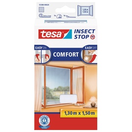 Tesa Fliegengitter COMFORT für Fenster mit Klettband selbstklebend - Fliegen Netz ohne Bohren - Weiß