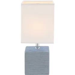Tisch Leuchte Keramik Wohn Ess Zimmer Beistell Lese Stoff Schirm Lampe im Set inkl. LED Leuchtmittel