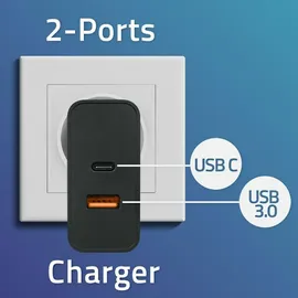 Qoltec Super Quick Pd Ladegerät, 1xusb-c 1xUSB 65W 5-20V 1.5-3.25A Laptop Smartphone Schwarz