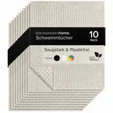 blackswedenhome. Spültuch Spültücher 10er Pack - Swedish dishcloth - nachhaltige Küchentücher, 10er Pack, Baumwoll-Zellstoff, Waschbar grau|silberfarben