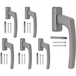 ergonomische Fenstergriffe SILBER Standard Aluminium 6 Stück