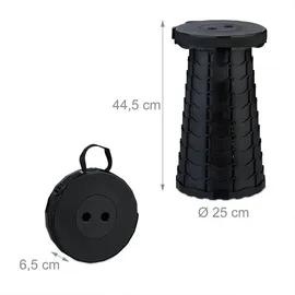 Relaxdays Campinghocker Teleskophocker Schwarz