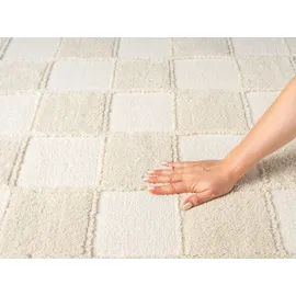 OTTO home Teppich OTTO HOME "Belion, Hoch-Tief-Struktur, Karo-Muster", beige (creme), B:200cm H:19mm L:300cm, Kunstfaser, Teppiche, Teppich, leichter Glanz, Schachbrettmuster, Modern, Wohnzimmer, Schlafzimmer