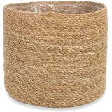 DARO DEKO Seegras Korb rund Natur Ø 23 x 21 mit Einsatz Blumentopf geflochten Aufbewahrungskorb Über-Topf Blumenkorb