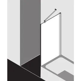 Kermi Pega Seitenwand vrekürzt neben Badewanne PETVO07016VPK 70x160cm, silber hochglanz, ESG klar Clean, auf Duschwanne