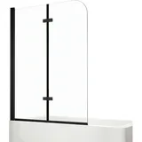 EMKE Emke, - Duschwand, für Badewanne Mattschwarzer Badewannenfaltwand 2-teilig Faltbar, 110x140cm Badewannen-duschwand 6mm Nano-glas