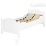 Erst-Holz Überlanges hohes Seniorenbett weiß 90x220 Holzbett Einzelbett Zubehör wählbar V-60.40W-09-220 Federholzrahmen inkl.